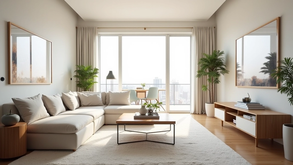 Modern furnished apartment living space with contemporary furnishings and bright natural light